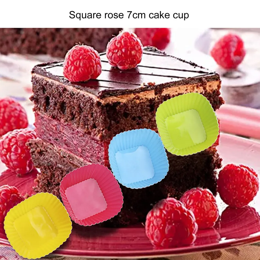 Silicone Muffin Cup Circle Star Heart Shape Square Rose 7 CM Cake Cup Bakery Silica Gel Mold Tart Mould