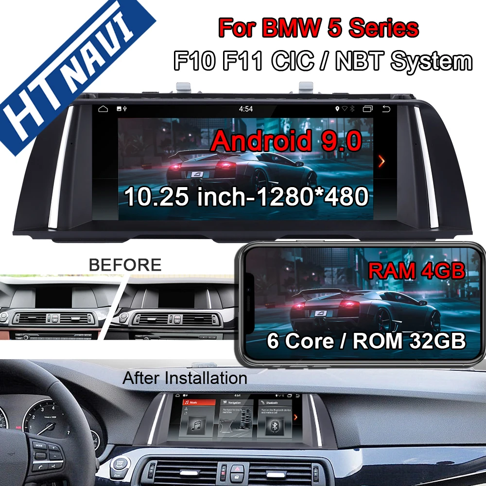 

MirrorLink Android 9.0 Car Multimedia Player Bluetooth Navigation Car Radio 2 Din Stereo DVD For BMW 5 F10 F11 CIC NBT System