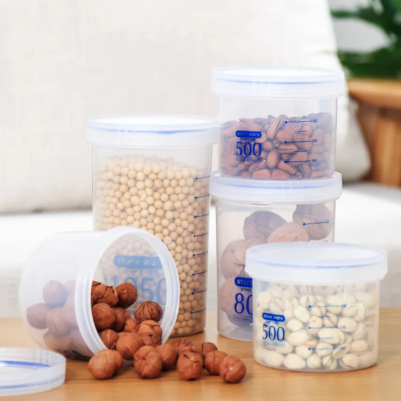 

Household Transparent Plastic Food Sealed Jar With Lid Snacks Storage Jar Kitchen Grains Storage Box