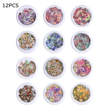 

Colored Flowers Nail Art Wood Pulp Nails Decoration Flowers Leaves Butterflies Bears Mixed Insects Decor Supplies