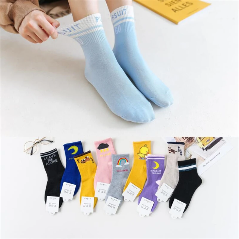 

5 double Motion Women Socks Character Cotton Socks Female Cute Autumn And Winter Skatebord Socks Hipster Fashion Japanese Socks
