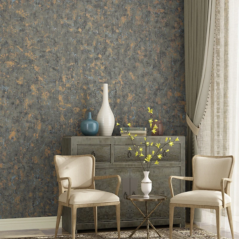 Retro Nostalgico Color Solido Liso Papel De Pared Plata Gris Papel