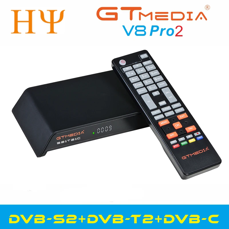 2 шт./лот GTMedia V8 Gtmedia pro2 H.265 Full HD DVB S2 T2 C обновления спутниковый ресивер v8 Золотой