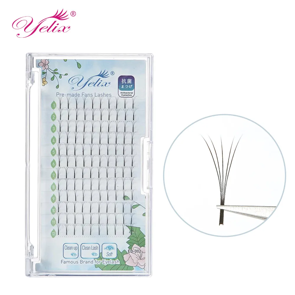 Pestañas Yelix 12 líneas prefabricadas volumen fans 2D/3D/4D/5D/6D ruso extensiones de pestañas con volumen Premium pestañas individuales extensión