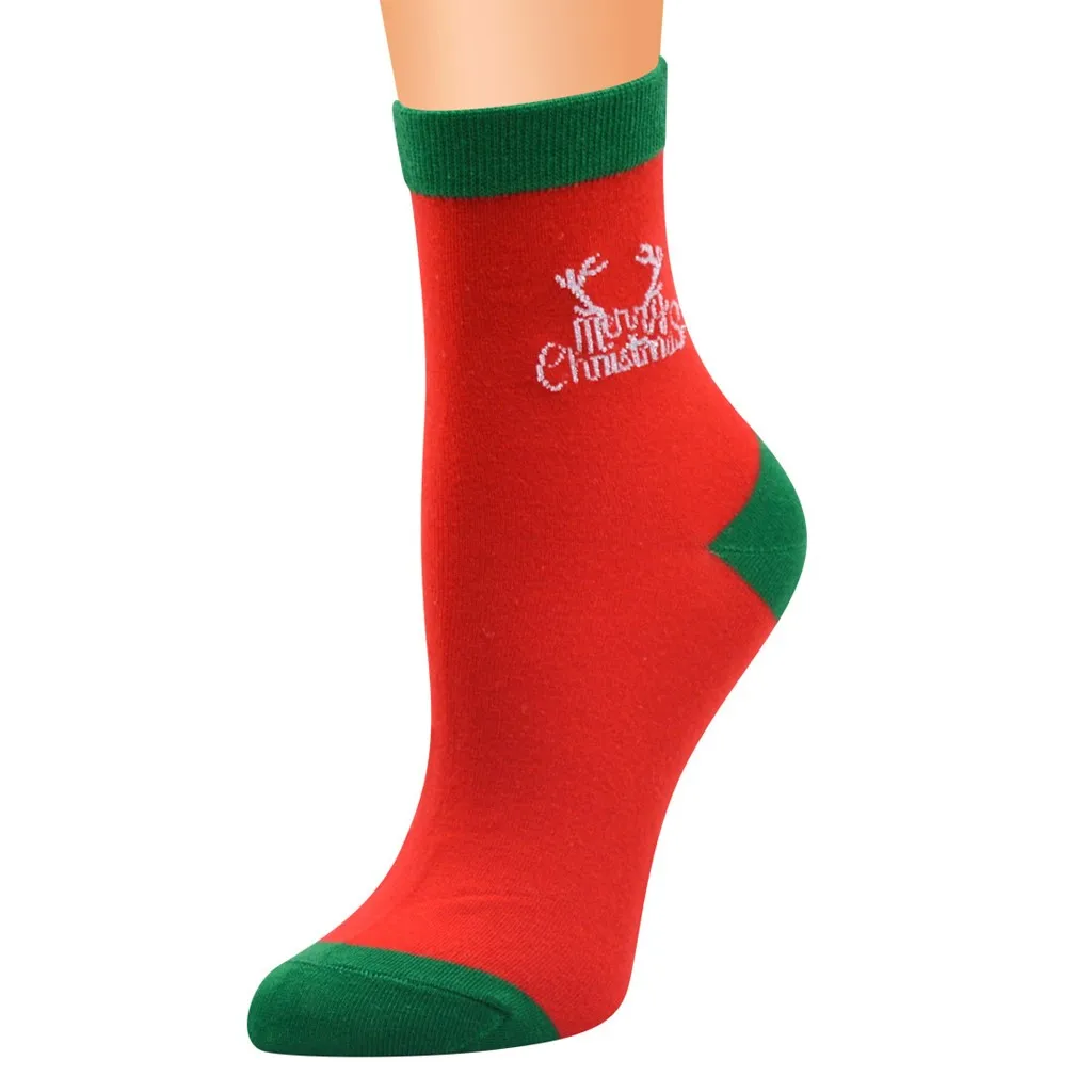 Дизайн, носки с рождественским Санта Клаусом женские хлопковые короткие зимние носки с лосем Милые Носки с рисунком оленя, снеговика подарок на год# p3
