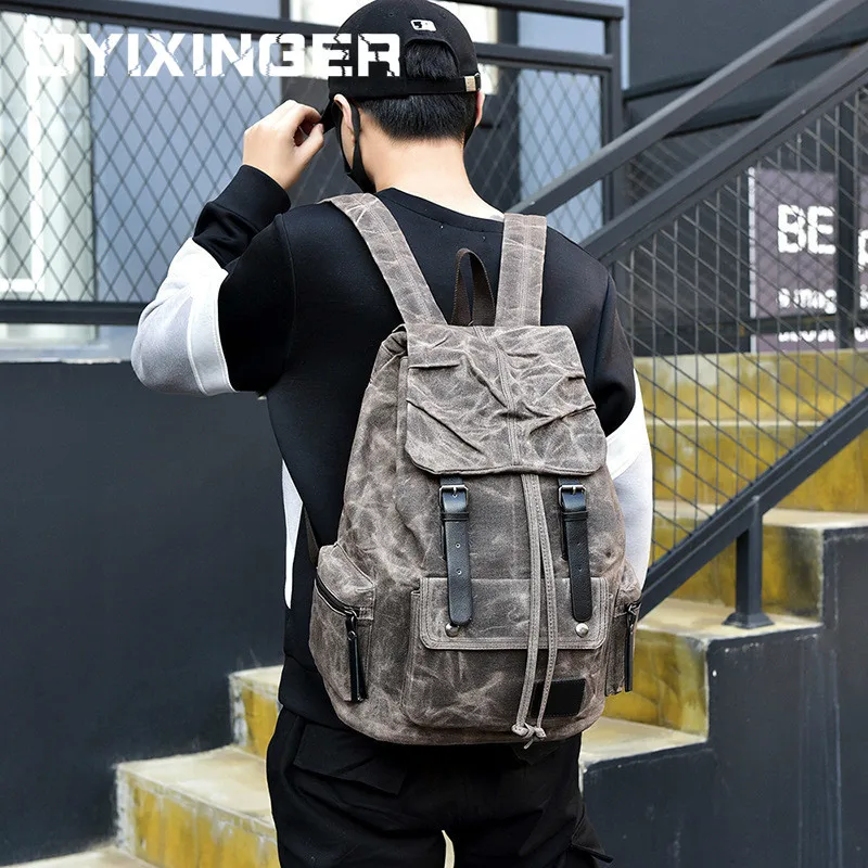 

Men Bag Casual Canvas Laptop Backpack Man Computer Backpack Student Leisure Shoulder Bags School Bag Notebook Bag For Macbook 13