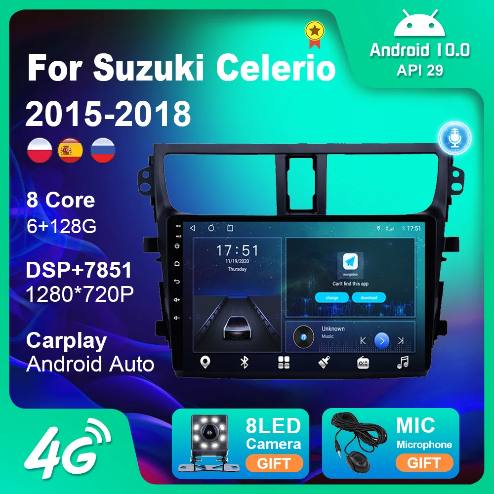 Car Radio For Suzuki Celerio 2015-2018 2 din Android Multimedia Stereo GPS Navigation 4G PlayerCar Products Autostereo No DVD CD |