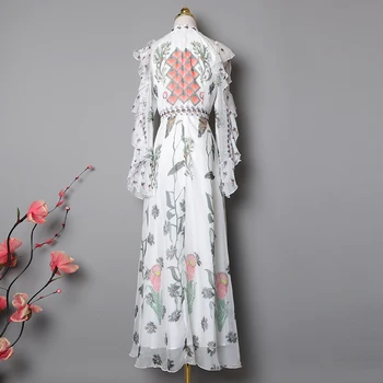 

VERDEJULIAY Ruwany Ruffles Fashion Dress 2020 Spring Summer Women's Long Sleeve Floral Designer Belt Beach Party Elegant Dress