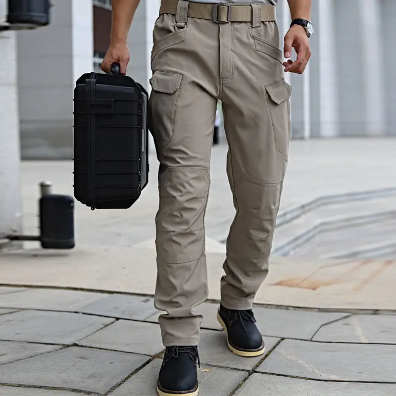 Tactical pants men's elastic spring and summer quick-drying pants windproof and waterproof camouflage overalls loose large size