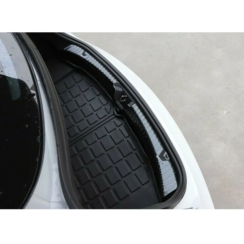 2pcs Carbon Fiber Black Car Guard Protector For Tesla Model 3 Stainless Steel Car Trunk Inner Guard Protector