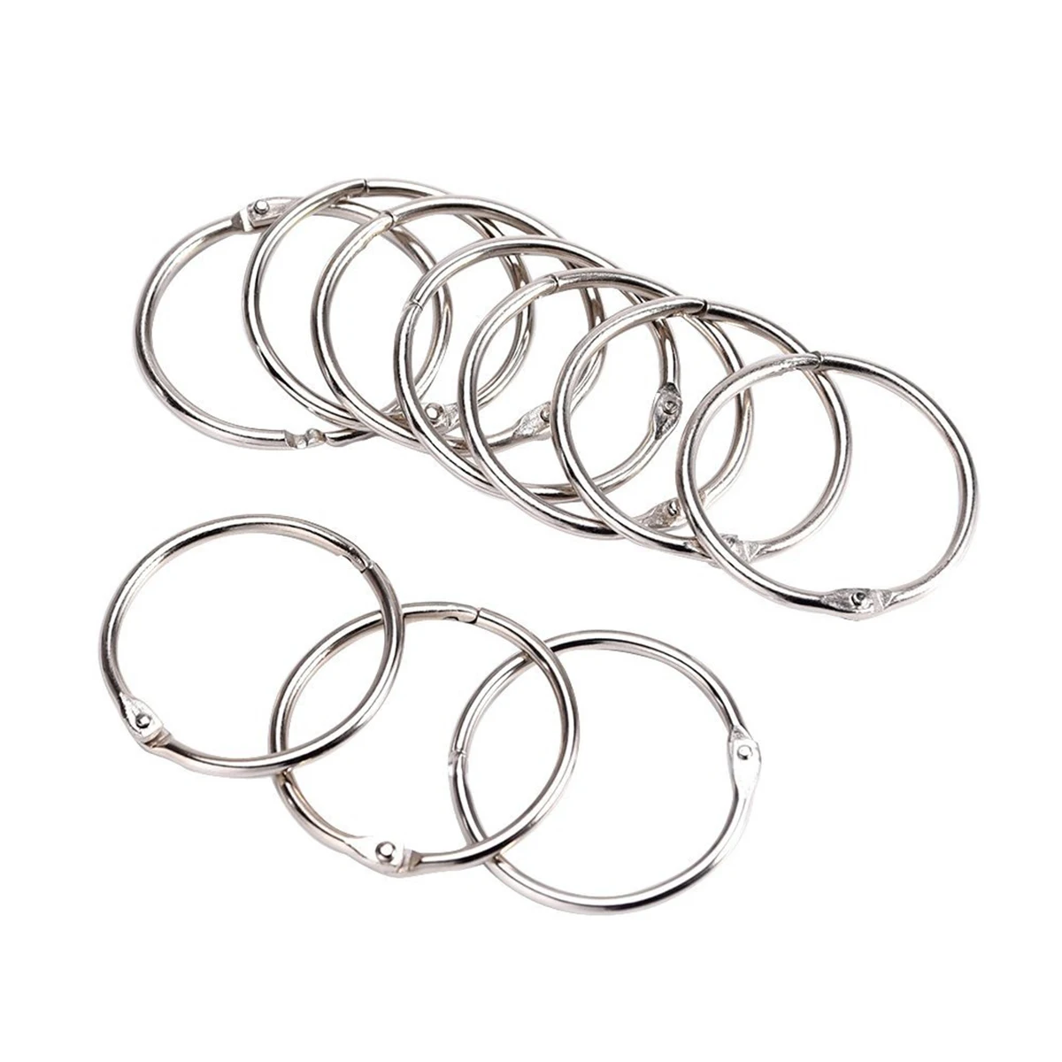 12pcs/set Hanger Metal Curtain Shower Rings Bathroom shower linen Hooks Silver Paper Book Loose Leaf Binder Ring Key Ring 50mm afbeelding