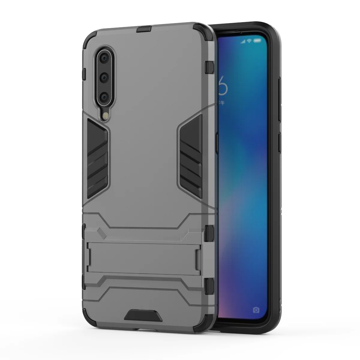 Gray ZEALLION для XiaoMi Mi8 Mix 3 Red Note 7 Mi9 9SE Core Гибридный армированный противоударный Прочный пластик, силикон Kickstand чехол для телефона - Цвет: Gray