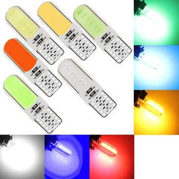 

T10 W5W White Red COB LED Silicagel Waterproof 194 147 501 Wedge Led Car Marker Reading Light Dome Lamp Auto Parking Bulb DC 12V