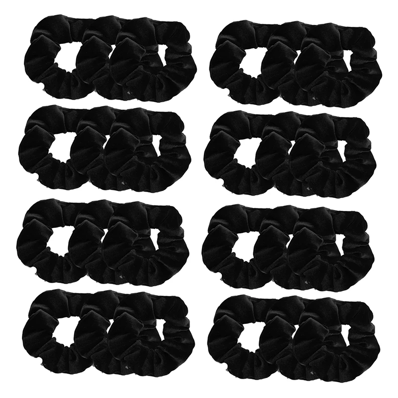 24 шт./компл. женские бархатные Scrunchie Pack женские обручи головные уборы для девушек женские резинки заколки для волос аксессуары - Цвет: black