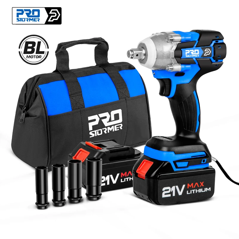 Electric Impact Wrench 21V Brushless Wrench Socket 4000mAh Li-ion Battery Hand Drill Installation Power Tools By PROSTORMER