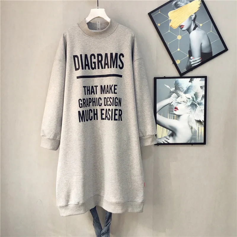 Autumn& Winter New Arrival Sweatshirt Loose Korean Version Loose Knee Long Paragraph Solid Color Sweatshirt Free Shipping