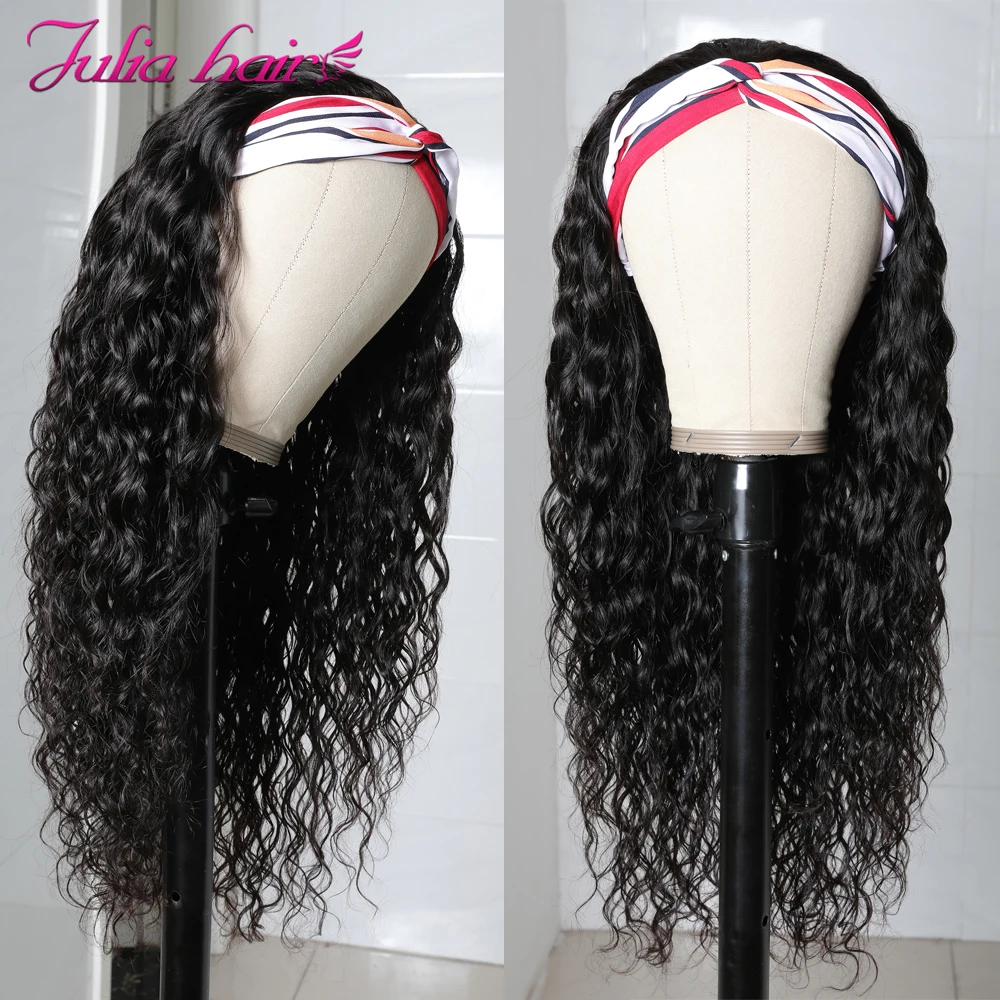Brazilian Water Wave Headband Wig Easy to Install Glueless Human Hair Wigs 150% Density Ali Julia Virgin Hair Scarf Wig (3)