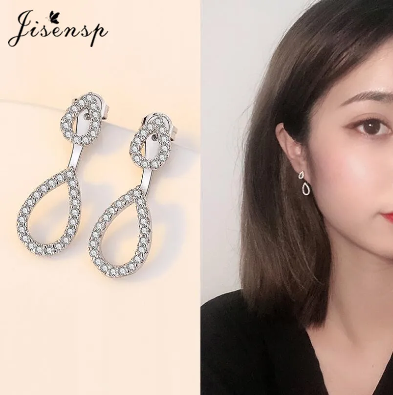 Jisensp, простые, модные, геометрические, круглые, треугольные серьги, куртки, милые, Кристальные, полые, луна, звезда, серьги-гвоздики для женщин, девушек, вечерние, подарок