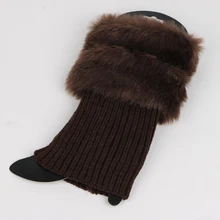 Новинка, женские зимние модные вязаные носки, гетры, плюшевые Лоскутные теплые гетры с манжетами, короткие носки