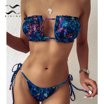 

Snake bikinis 2020 mujer Sexy bandeau swimsuit women swimwear Push up bikini set Swimming suit for women bathers bathing suit