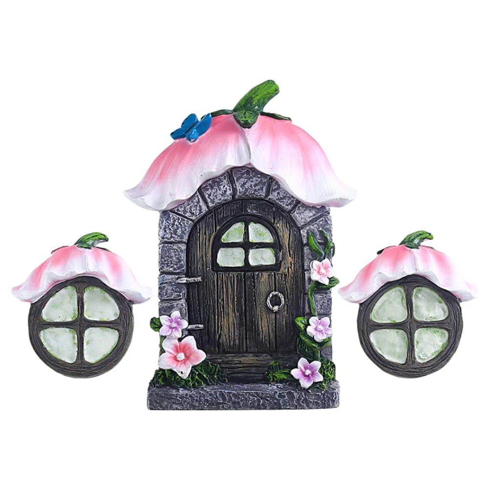 1 Set Fairy Door and Windows Yard Art Garden Sculpture Decoration Statue | Дом и сад