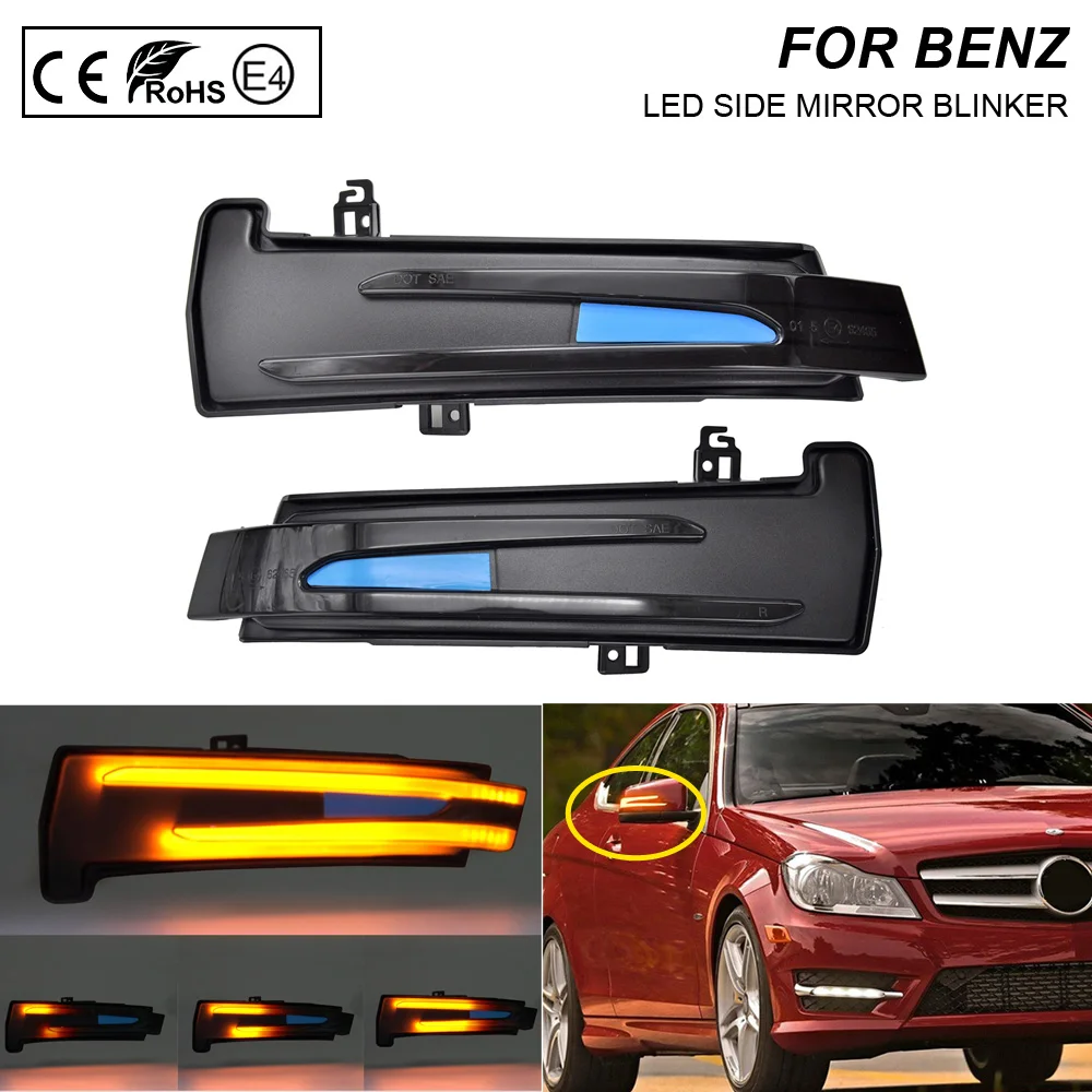 

2X Smoke LED Dynamic Mirror Blinker Light Turn Signal Lamp For Benz C-Class W204 E-Class W212 A-Class W176 B-Class W246