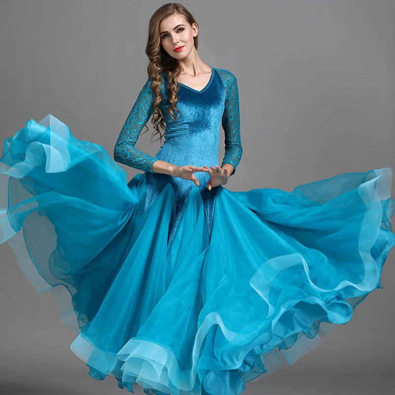 Вальс платье Румба Стандартный Гладкий танец платья соц Платье Бальный Танец