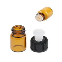 10Pcs glass bottle 1ml 2ml 2.5ml 5ml Amber Glass Vials, Mini Essential Oil Bottles with Orifice Reducer & Black Plastic Cap 2