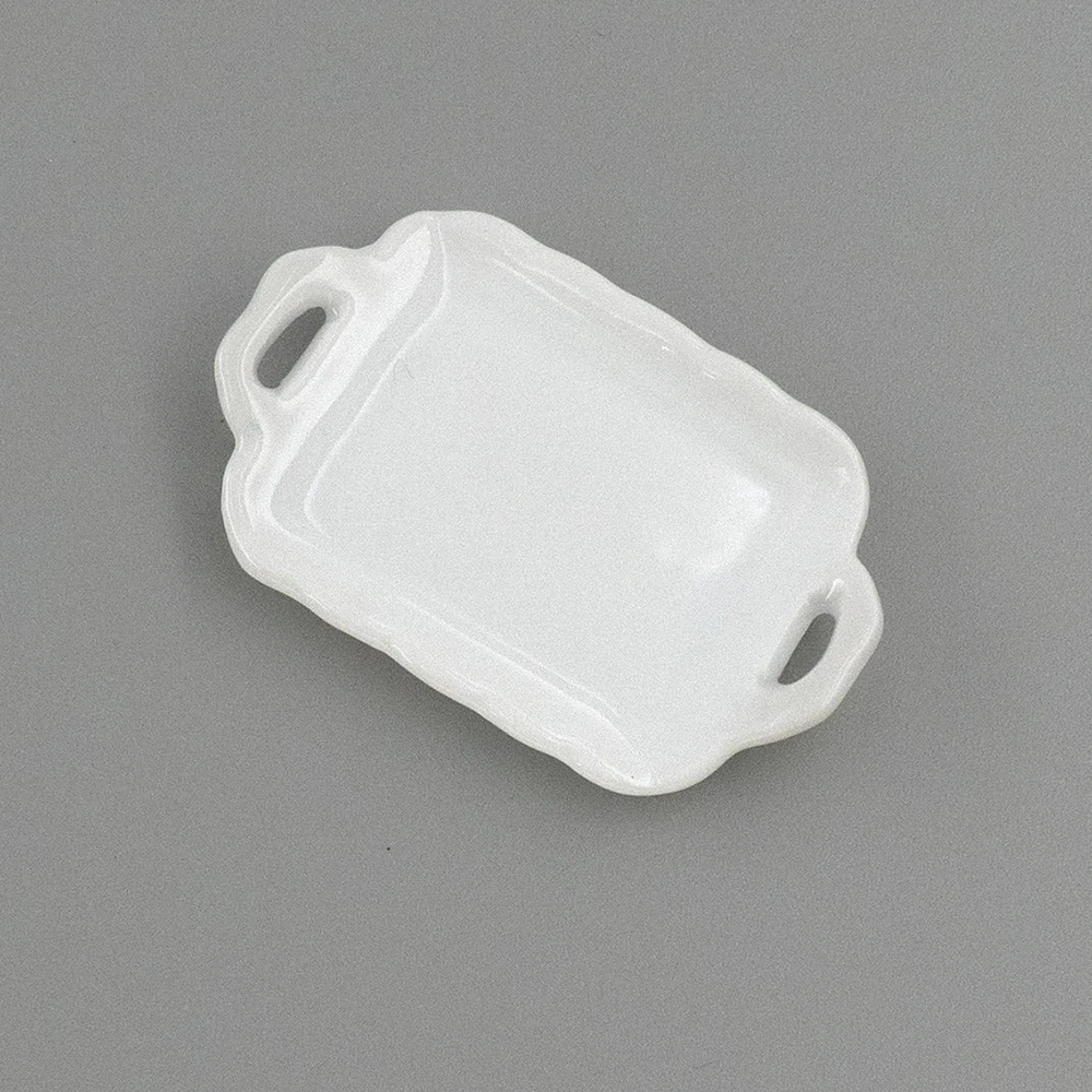 1Pcs 1/12 Dollhouse Miniature Accessories Mini Ceramic Food Tray Simulation Plate Model Toys for Doll House Decoration