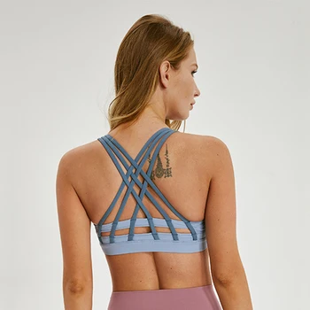 

Women Bra Fitness Jogger Exercise Clothes Shockproof Crisscross Straps Push Up Fashion Active Bra