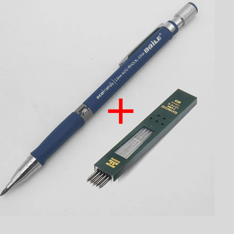 Blue pen UB2 1 шт. механический карандаш, 2,0 мм свинцовый стержень, черный/синий/серебристый бочонок автоматический карандаш для экзамена Рисование школьные офисные принадлежности - Цвет: Blue pen UB2