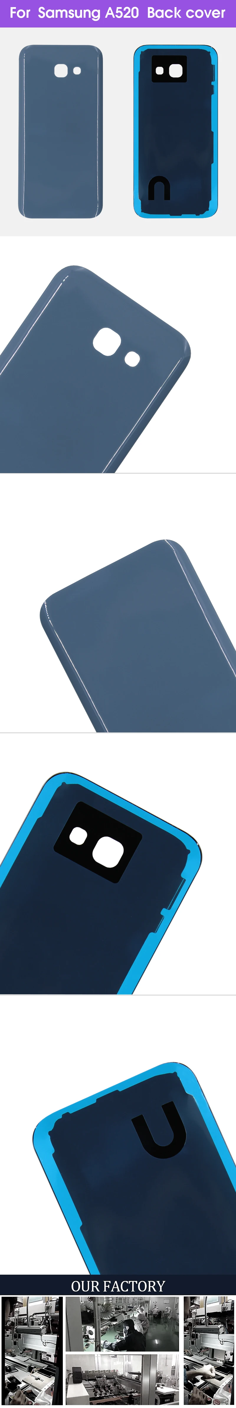Оригинальное заднее стекло для Samsung Galaxy A5 A520 A520F задняя батарея стеклянная крышка Задняя Дверь Корпус чехол запасные части
