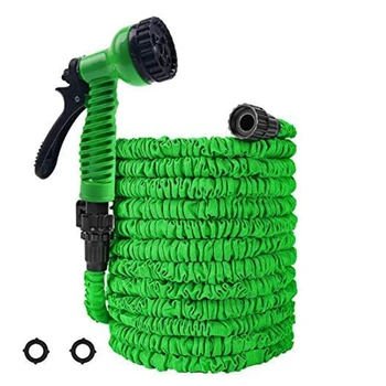 

Garden Hose 50Ft Hose with 7- Pattern Spray Nozzle Extra Strength Fabric Protection Collapsible Hose for Gardening Car