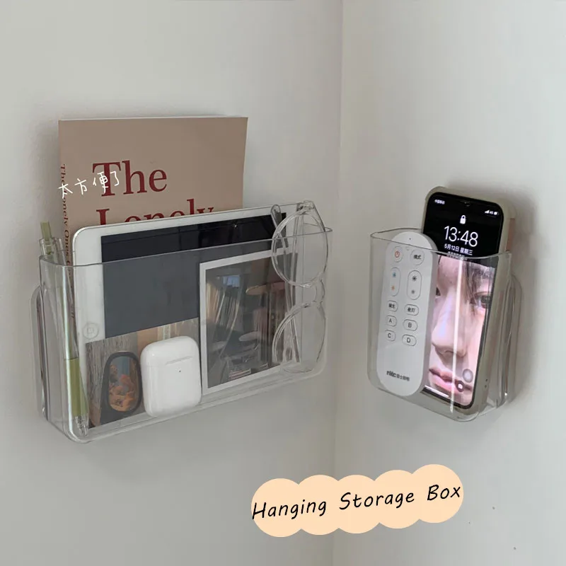 Wall Hanging Storage Bag Transparent Acrylic Dormitory Organizer Without Punching Student Bedroom