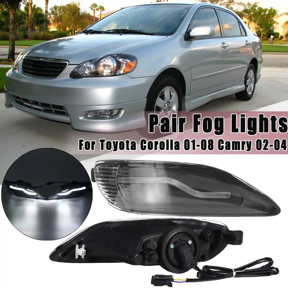 

2PCS Front LED Fog Lights Lamps For Toyota Camry 2002 2003 2004 for Corolla 2001 2002 2003 2004 2005 2006 2007 2008 Car Light