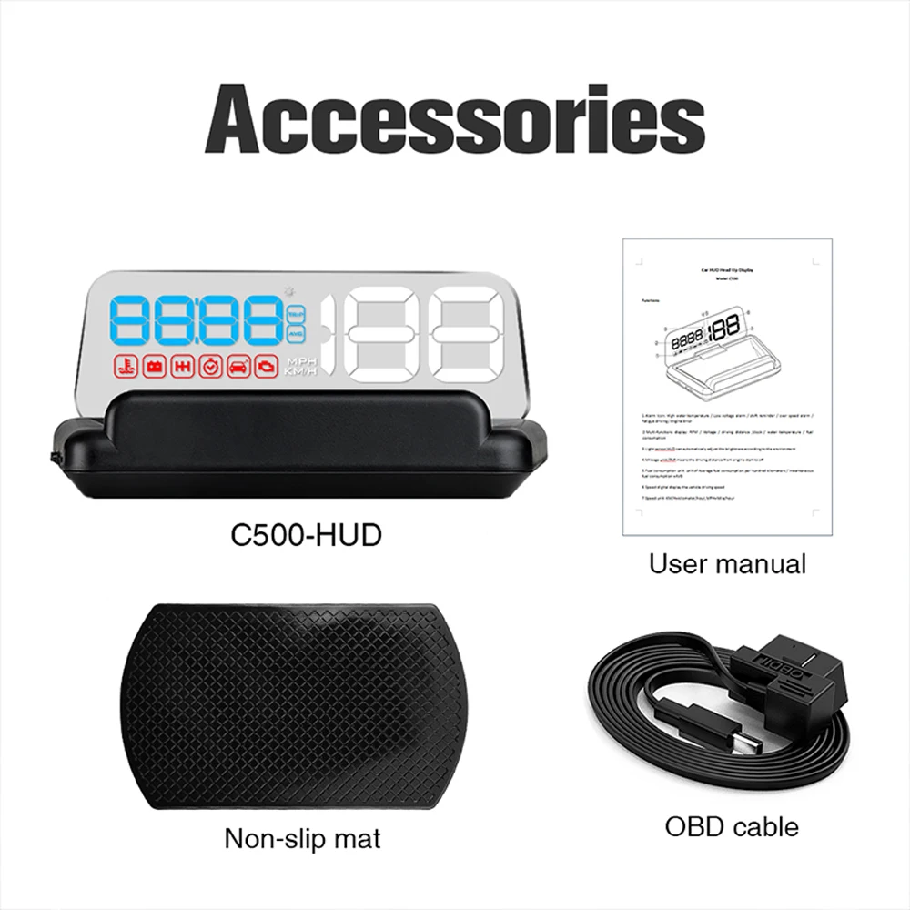 Автомобильный зеркальный проектор OBD2 HUD с цифровым дисплеем улучшенная версия