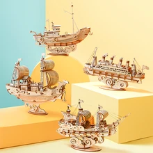 Robotime – Puzzle 3D en bois, jeu de maquette de bateau et de bateau, jouets pour enfants, cadeau d'anniversaire pour filles