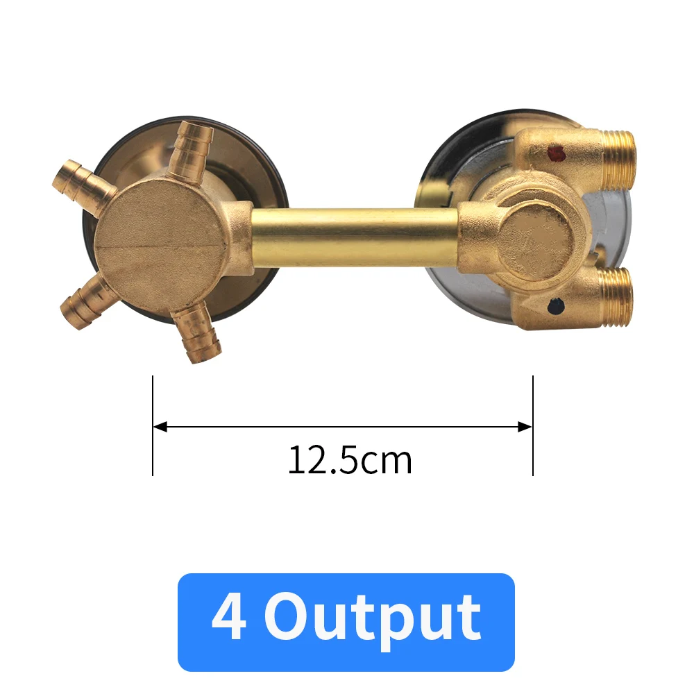 Термостатический смеситель для душа 2/3/4 канальный выход 10 см 12,5 см интубации латунь смесительный клапан крана Температура смеситель Управление Ванная комната - Цвет: 4way12.5cmIntubation