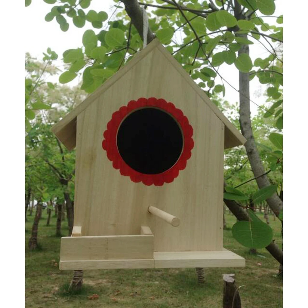Wooden Wild Bird Nest Box Nesting Feeding Feeder Station House &Stick Yard L