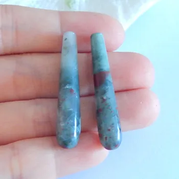 

Fine jewelry.Blood Stone Tube Earrings Beads,Charms Women Earrings Jewelry Gift Gem Customized,40x8mm,7.09g