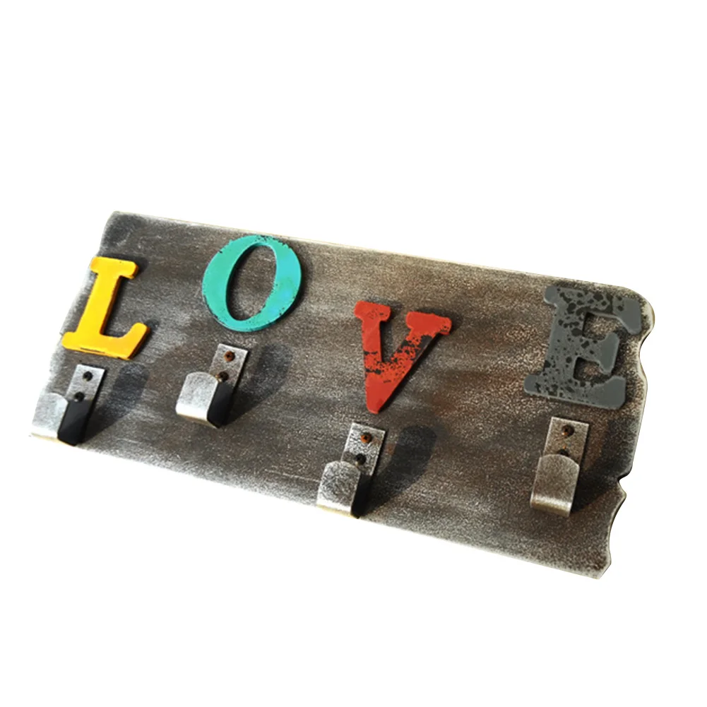 

Love Keys Wooden Hook Storage Multipurpose Vintage Decor Home Crafts Decorative Office Clothes Bedroom Wall Hanging Living Room
