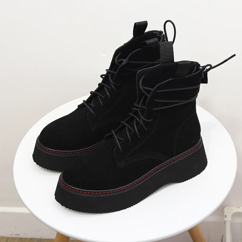 Skup Botki damskie Chunky Heel buty na platformie damskie buty damskie zimowe buty w stylu Street kobieta Martin buty botas mujer 2019