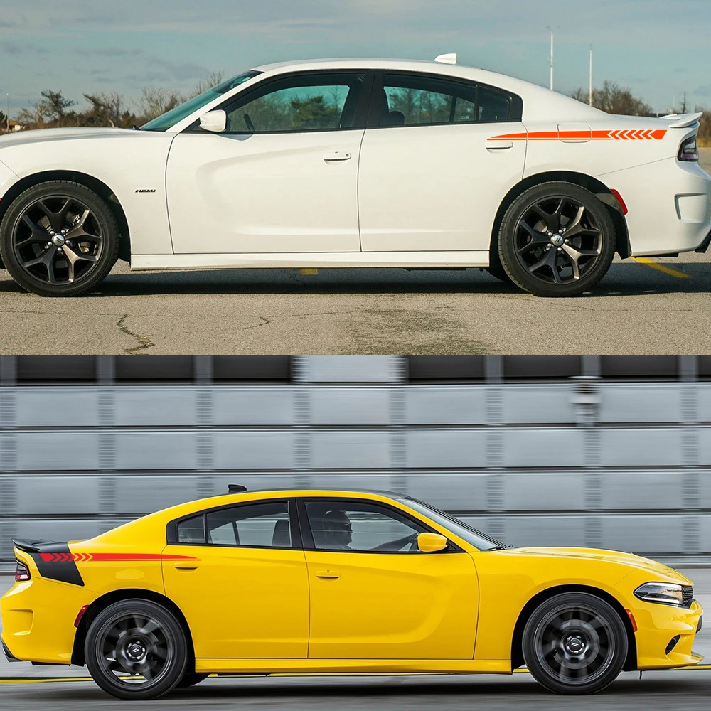 2 шт. для Dodge зарядное устройство автомобильные наклейки спортивный стиль авто длинные боковые полосы виниловые наклейки "сделай сам" пленка автомобильные принадлежности для тюнинга