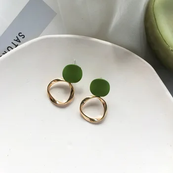 

S925 Needles Ladies' Sense Elegant Artistic Design Geometric Shapes Metal Ear Stud Trendy Earrings Female