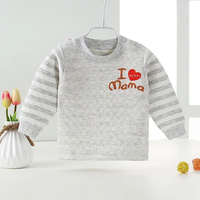 5DS104 Grey Heart Новое теплое нижнее белье для маленьких мальчиков и девочек топы с длинными рукавами для новорожденных, одежда для малышей осенне-зимняя одежда для детей Топ, 6 мес., 12, 3 лет - Цвет: 5DS104 Grey Heart