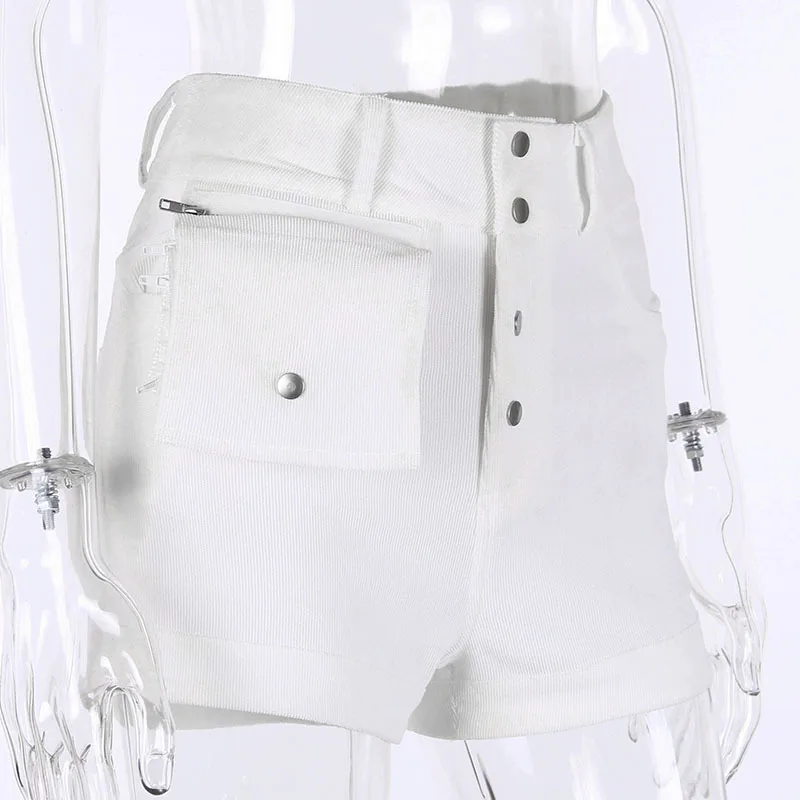 Hugcitar 2019 хлопок карман молнии лоскутное сексуальные шорты Осенние женские модные уличные Клубные наряды