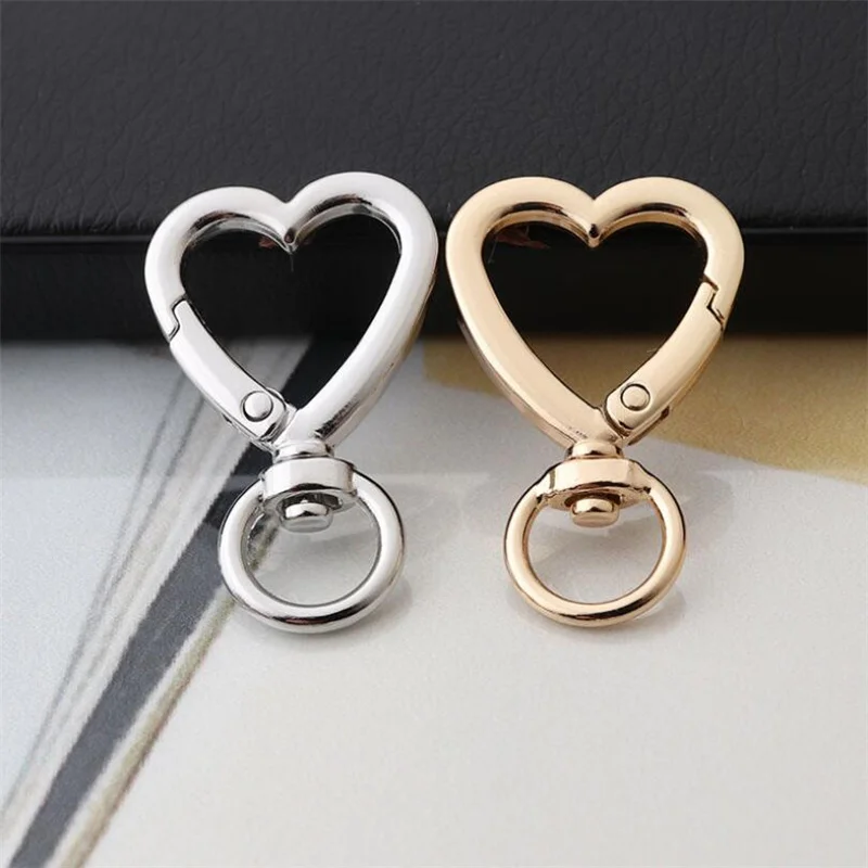 5pcs 42x26mm Swivel Lobster Claw Clasp Keychains Heart Metal Key