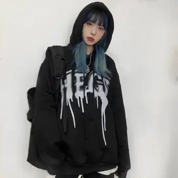 

Female Letter Printed Streetwear Harajuku Tops Fashion Womens Casual High Street Style Spring Black White Sweatshirts