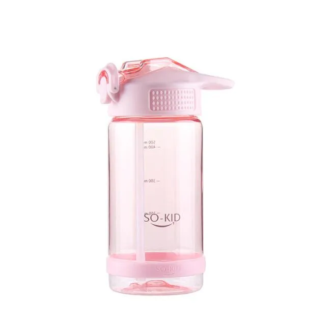 500ml Pink 500 мл/800 мл портативная соломенная бутылка для воды, прыгающая крышка, спортивные Бутылочки для фитнеса, здоровая пластиковая посуда для напитков BPA бесплатно - Цвет: 500ml Pink