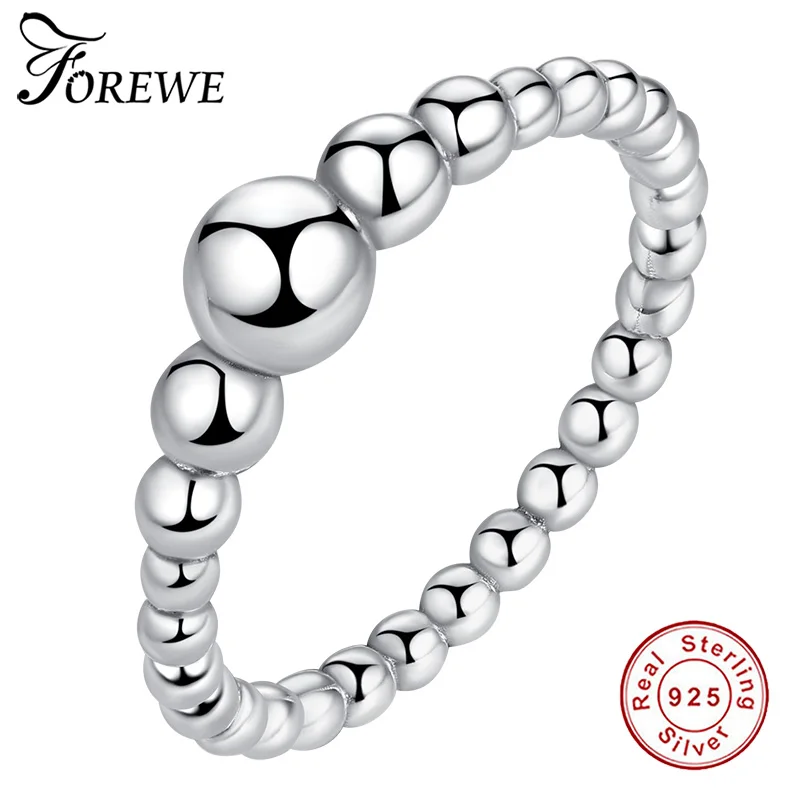 FOREWE кольца из чистого 925 пробы серебра на палец для женщин составной круглый шар из бисера кольца женские свадебные ювелирные изделия Рождественский подарок
